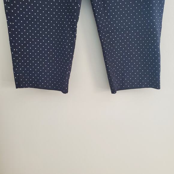 Zac & Rachel Navy Blue White Polka Dot Pullup Capri Pants Size 12 - Picture 4 of 6